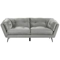 sofa 3 plazas tapizado en terciopelo gris 210 x 90 cm patas de metal cojines adicionales retro lenvik