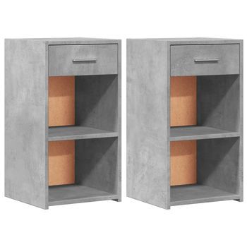 Mesitas Noche 2 Uds Madera Ingeniería Gris Hormigón 35x34x65 Cm Vidaxl