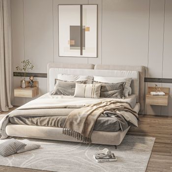 Mesitas De Noche De Melamina De Madera Homcom 43x36,5x30,5 Cm-natural