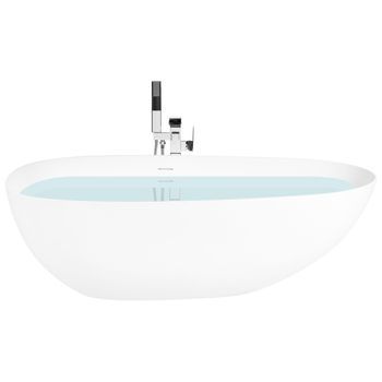 Bañera Independiente De Solid Surface Ovalada Con Borde Fino 170 Cm Blanco Turia