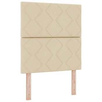 Cama Tipo Box Spring Con Colchón Con Led Crema 80 X 200 Cm Tela Vidaxl