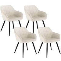 set 4 sillas de comedor con reposabrazos ideales para la cocina o el salon en terciopelo con patas metalicas crema - blanco - woltu