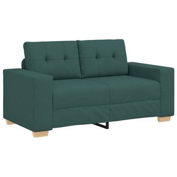Sofá De Dos Plazas Verde Oscuro, 160x77x82 Cm, Tela Vidaxl