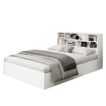 Cama De Almacenamiento 140x200 Cm,cama Doble De Madera Maciza,cama Funcional,con 2 Puertos Usb (usb-a Y Usb-c),8 Cajas De Almacenamiento + Estante De Noche,diseño Blanco,sin Colchón,capacidad De Carga Máxima 200 Kg