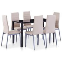 juego de comedor - conjunto de mesa y sillas  moderno 7 piezas color capuchino