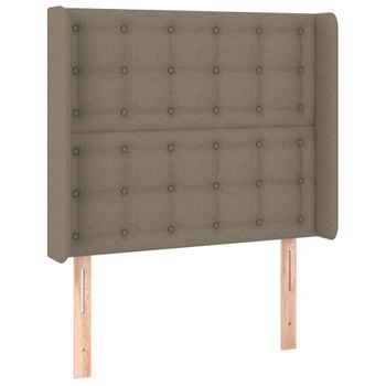 Cabecero Cama Mueble De Dormitorio Con Led De Tela 103 X 16 X 118/128 Cm Gris Topo M02_0000860