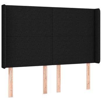 Cabecero Cama Mueble De Dormitorio Con Led De Tela 147 X 16 X 118/128 Cm Negro M02_0001154