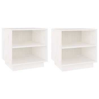 Mesitas De Noche 2 Uds Madera Maciza De Pino Blanco 40x34x40 Cm Vidaxl