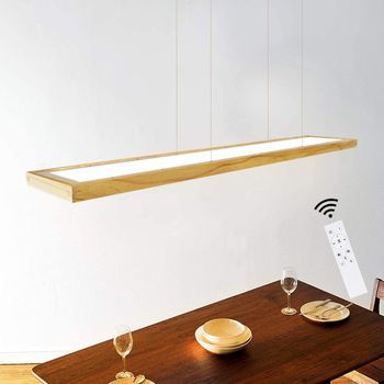 Nettlife Lámpara Colgante De Comedor De Madera 38w Regulable Con Mando A Distancia Lámpara Colgante Led De 100cm