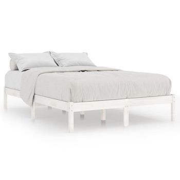 Cama Matrimonial | Cama Para Adultos | Estructura De Cama De Madera Maciza De Pino Blanca 200x200 Cm