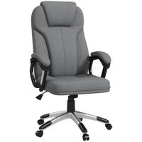 vinsetto silla de escritorio silla de estudio giratoria con funcion basculante altura ajustable reposabrazos 66x75x110-120cm gris