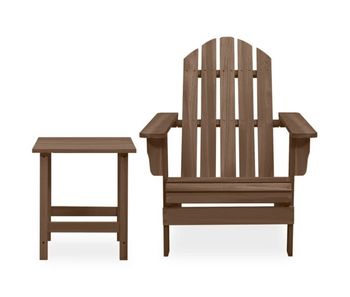 Silla con otomana y mesa jardín adirondack abeto macizo marrón