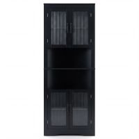 costway armario de esquina alto de 6 niveles con puertas de cristal y estantes ajustables en 3 posiciones para cocina estudio 66 x 35 x 171cm negro
