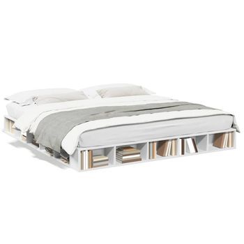 Estructura De Cama Madera De Ingeniería Blanca 180x200 Cm Vidaxl