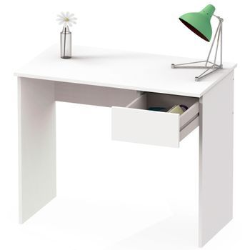 Escritorio, Mesa De Ordenador 75x90x50cm, 1 Cajón, Oficina, Habitación Juvenil, Desk Blanco  Briebe Nova