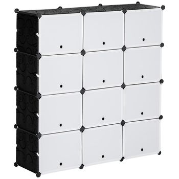 Armario modular 125x32x125 cm negro y blanco