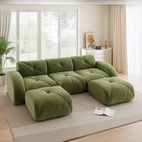 sofa modular 3 plazas forma u sin marco incluye 2 pufs tela comoda antideslizante sin montaje verde