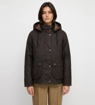 Barbour para mujer. LWX1594 Chaqueta Georgette Wax marrón oscuro (M), Casual, Algodón