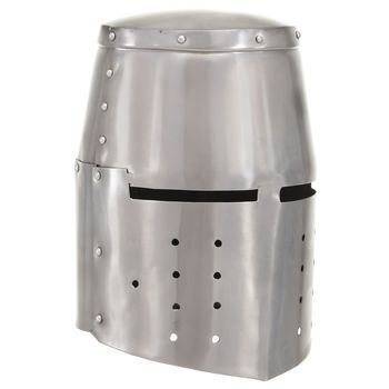 Casco De Caballero Medieval Antiguo Réplica Larp Acero Plateado Vidaxl