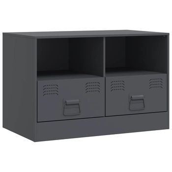 Mueble Para Tv | Mueble De Salón | Gabinete De Tv De Acero Gris Antracita 67x39x44 Cm