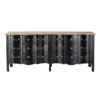 comoda de 6 cajones de acacia negra y mango de 200 cm