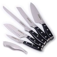 3 claveles toledo - set de 5 cuchillos forjados en acero inoxidable con pinzas jamon 14 cm