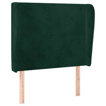 Cabecero Con Orejas De Terciopelo Verde Oscuro 83x23x118/128 Cm Vidaxl