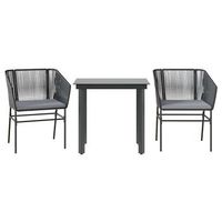set comedor jardin 3 pzas cojines ratan sintetico vidrio negro cfw911210