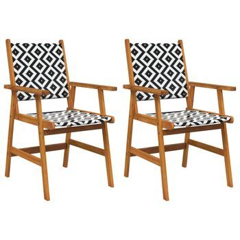 Pack 2 Uds Sillas De Jardín | Silla De Exterior | Sillón Madera Maciza De Acacia