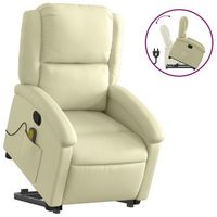 sillon reclinable elevable cuero autentico color crema