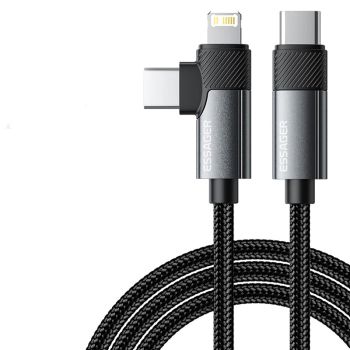 MENSAJE ES-X59 Cable Tipo C a Tipo C+iP de 65W Carga Rápida PD Transmisión de Datos Línea de Núcleo de Cobre de 1M/2M pa