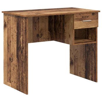 Escritorio | Mesa De Trabajo Con Cajón Madera Envejecida 90 X 49 X 75 Cm