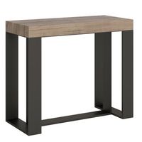 consola extensible de madera clara con patas de metal antracita 14 plazas de 40 a 300 cm fonja