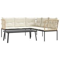 sofa de jardin con cojines acero y textilene negro cfw237161