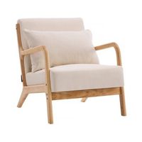 sillon clinton de madera de estilo escandinavo - beige