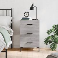 mesita de noche  mesa auxiliar  mesilla madera de ingenieria gris sonoma 40x40x66 cm cfw18134