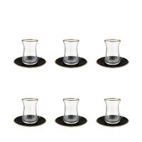 tazas de te negro y oro - lote de 6
