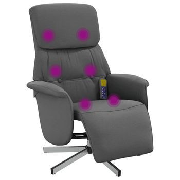 Sillón Reclinable De Masaje Con Reposapiés Tela Gris Oscuro