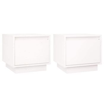 Mesitas De Noche 2 Uds Madera Maciza De Pino Blanco 35x34x32 Cm Vidaxl