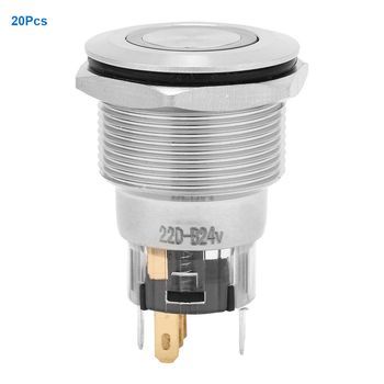 Interruptor De Botón Pulsador De Acero Inoxidable (auto - Restablecimiento, Luz De Anillo Plano)