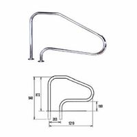 barandilla acceso piscina empotrada aisi-316 brillante flexinox - 1219mm