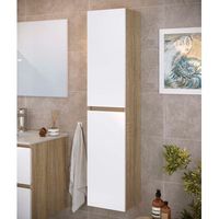 columna de bano neli 2 puertas 140x30x27 cm roble y blanco t-bath