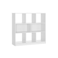 libreria de madera con cubos y estantes blanco