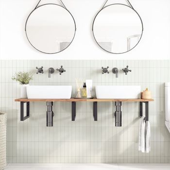 Encimera Tocador De Baño Madera Acacia Sin Tratar 160x50x2 Cm