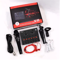 lifa pack de tarjeta de sonidomezclador de sonido con 17 efectos y microfono para streamingtransmision en vivo v8