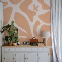 papel pintado panoramico con motivos vegetales naranja 225