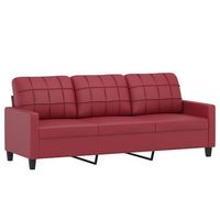 sofa de 3 plazas  sofa de salon  sofa de descanso de cuero sintetico rojo vino 180 cm