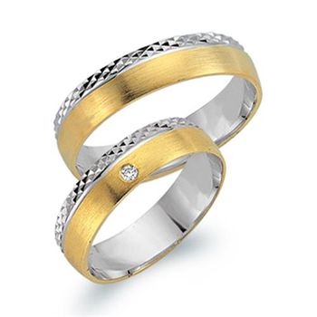 Alianzas 8 quilates oro blanco amarillo con diamante