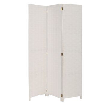 Biombo Tríptico De Papel Trenzado Color Blanco, Plegable Y De 120x175 Cm Casaselección