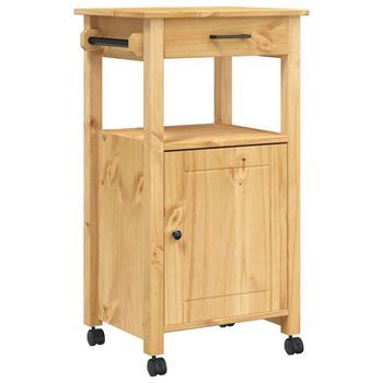 Carrito De Cocina，estantería De Cocina, Carrito De Servir Monza Madera Maciza De Pino 48x40x90 Cm